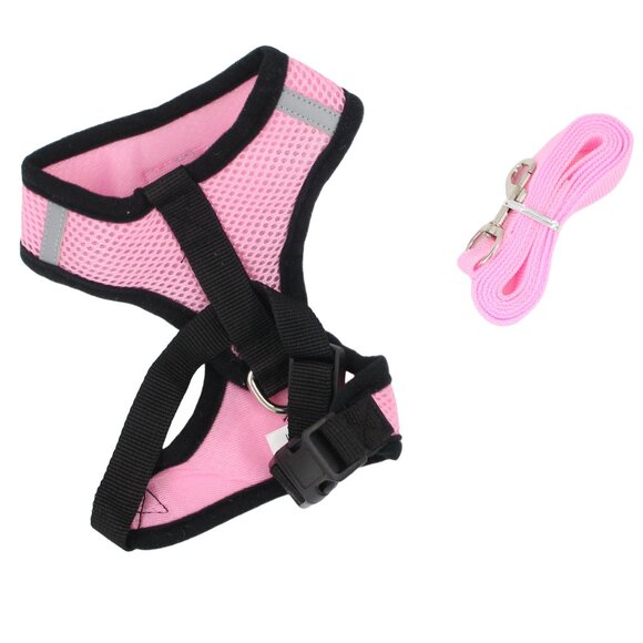 Pink Medium Adjustable Reflective Harness and Leash for Dogs - Picture 2 of 2